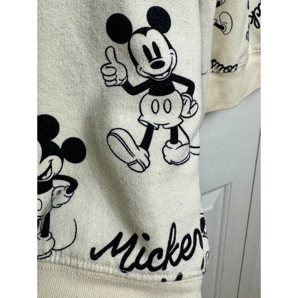 Disney Women's Mickey Mouse Crewneck Sweatshirt 2X Cream/Black - Picture 2 of 7
